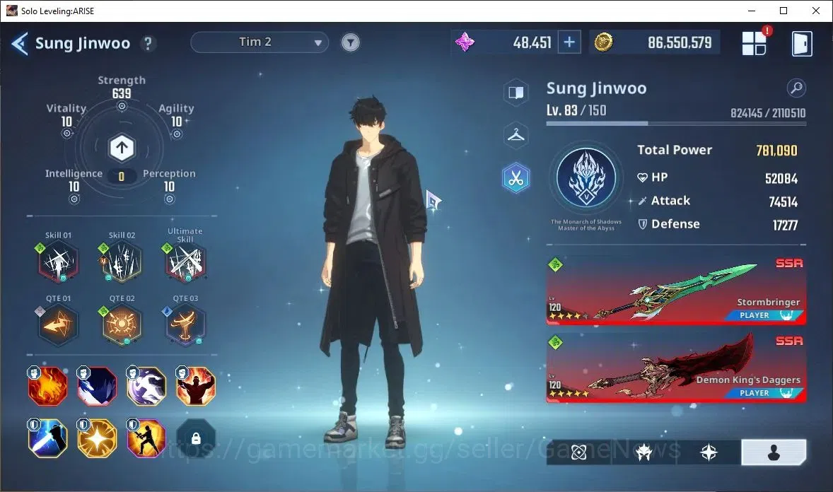 Solo Leveling: ARISE Accounts 2,5M Pwr|Light,Wind Team|48K Esse|25 6