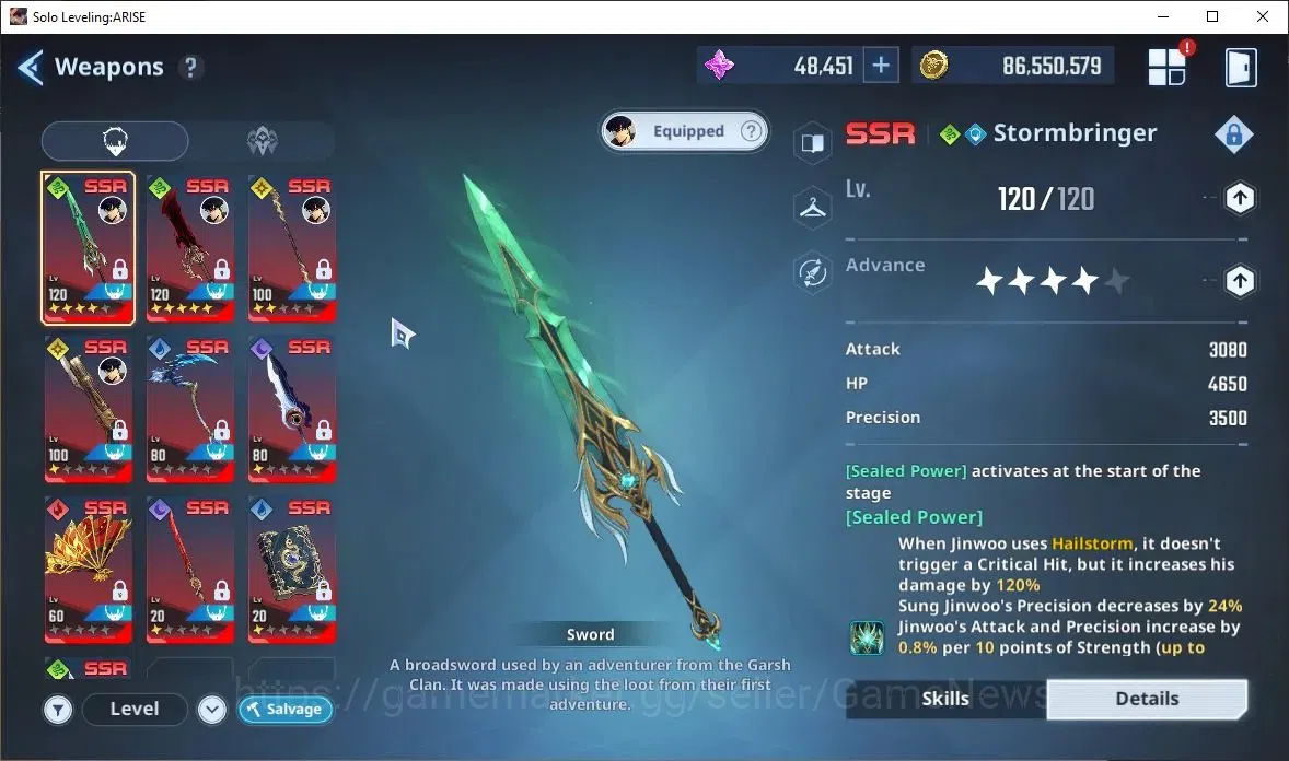 Solo Leveling: ARISE Accounts 2,5M Pwr|Light,Wind Team|48K Esse|25 7