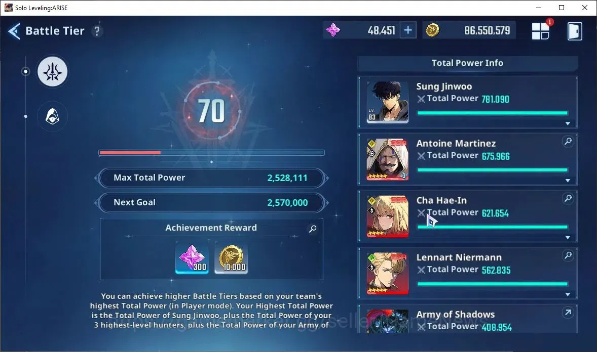 Solo Leveling: ARISE Accounts 2,5M Pwr|Light,Wind Team|48K Esse|25 8