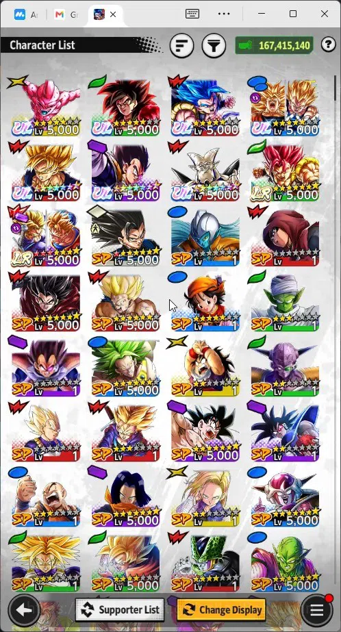 Dragon Ball Legends Accounts High-End Android | Lvl 171|167M Total Power|2.5K CC|2 LR|7 UL|LR Trunks&Gohan,SSG Shallet|UL 17