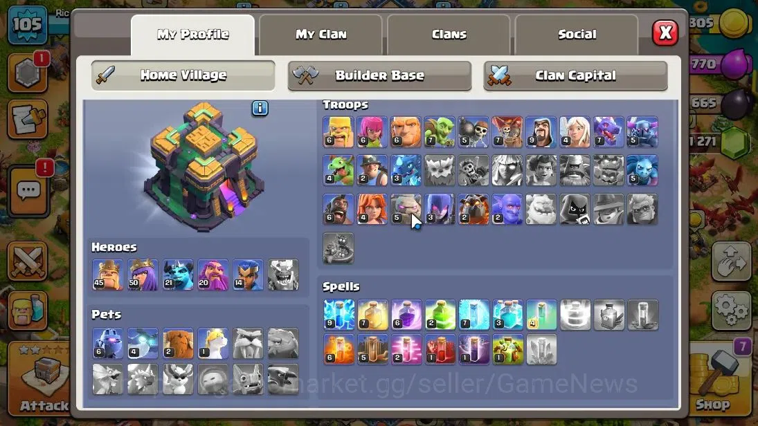 Clash of Clans Accounts TH14-BH7|LV105|HH7|BK45,AQ50,GW20,MP21,RC14|BM 8|L image 3
