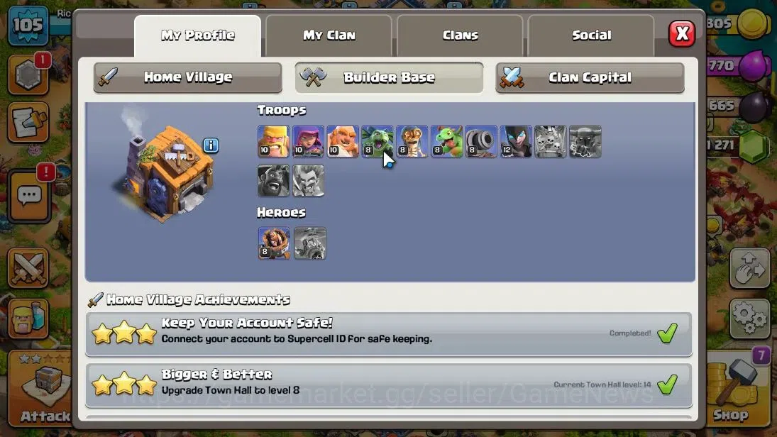 Clash of Clans Accounts TH14-BH7|LV105|HH7|BK45,AQ50,GW20,MP21,RC14|BM 8|L image 6