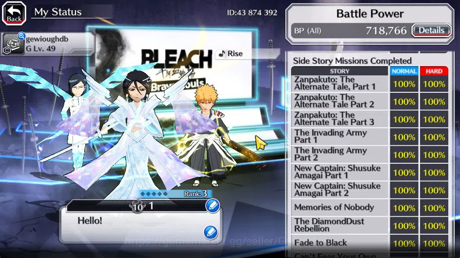 Bleach: Brave Souls Accounts Mid-Tier [GLOBAL]45K Orb|Rukia 10th Anniv,TYBW26(Uryu,Ichigo),Byakuya 5