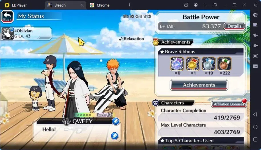 Bleach: Brave Souls Accounts Starter GLOBAL |20K ORB+freshStory|Ichigo DreamTeam,YachiruTYBW23,Rangiku 2