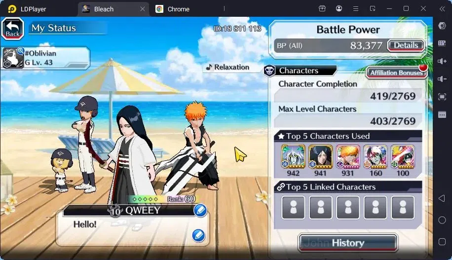 Bleach: Brave Souls Accounts Starter GLOBAL |20K ORB+freshStory|Ichigo DreamTeam,YachiruTYBW23,Rangiku 3