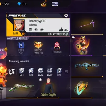 Free Fire Accounts Indonesia |M1887 Hand of Hope|Katana Tulang Pasir, Moco's Arc,Etc|Bundle Collab Itadori|48 Vault, 22