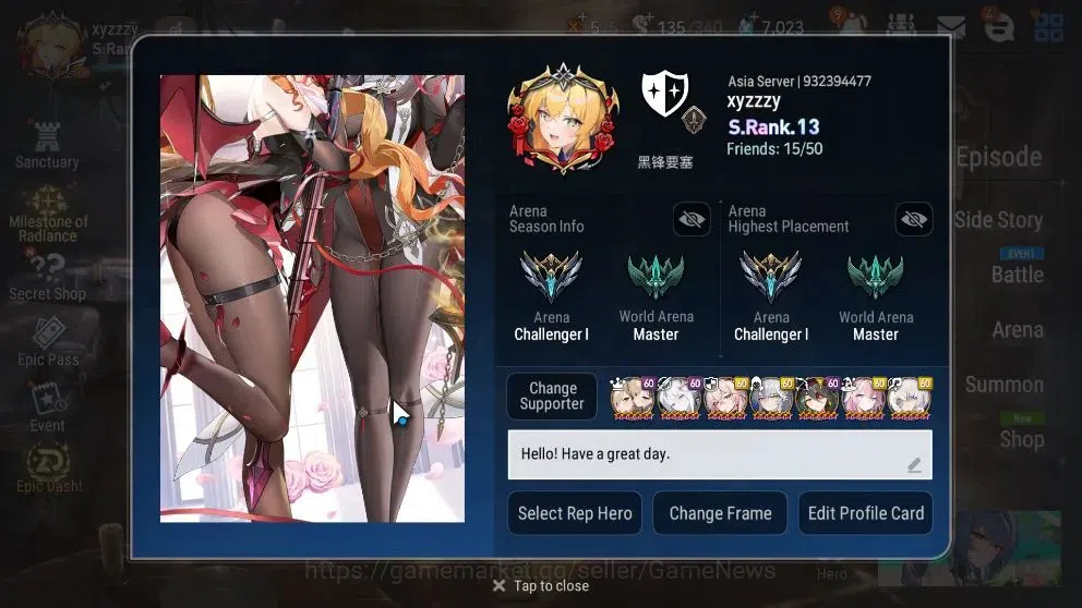 Epic Seven Accounts High-End ASIA Verif|26ML(RnL,LOTScales,Salome,MonarcS Iseria,BArunka,GRas,etc)+Ab Fumyr,Rnak,etc|AUTO 2