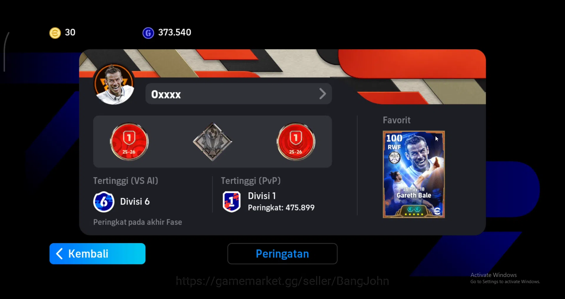 eFootball Accounts power 3186 | gareth bale biru, lilian thuram epic  image 2