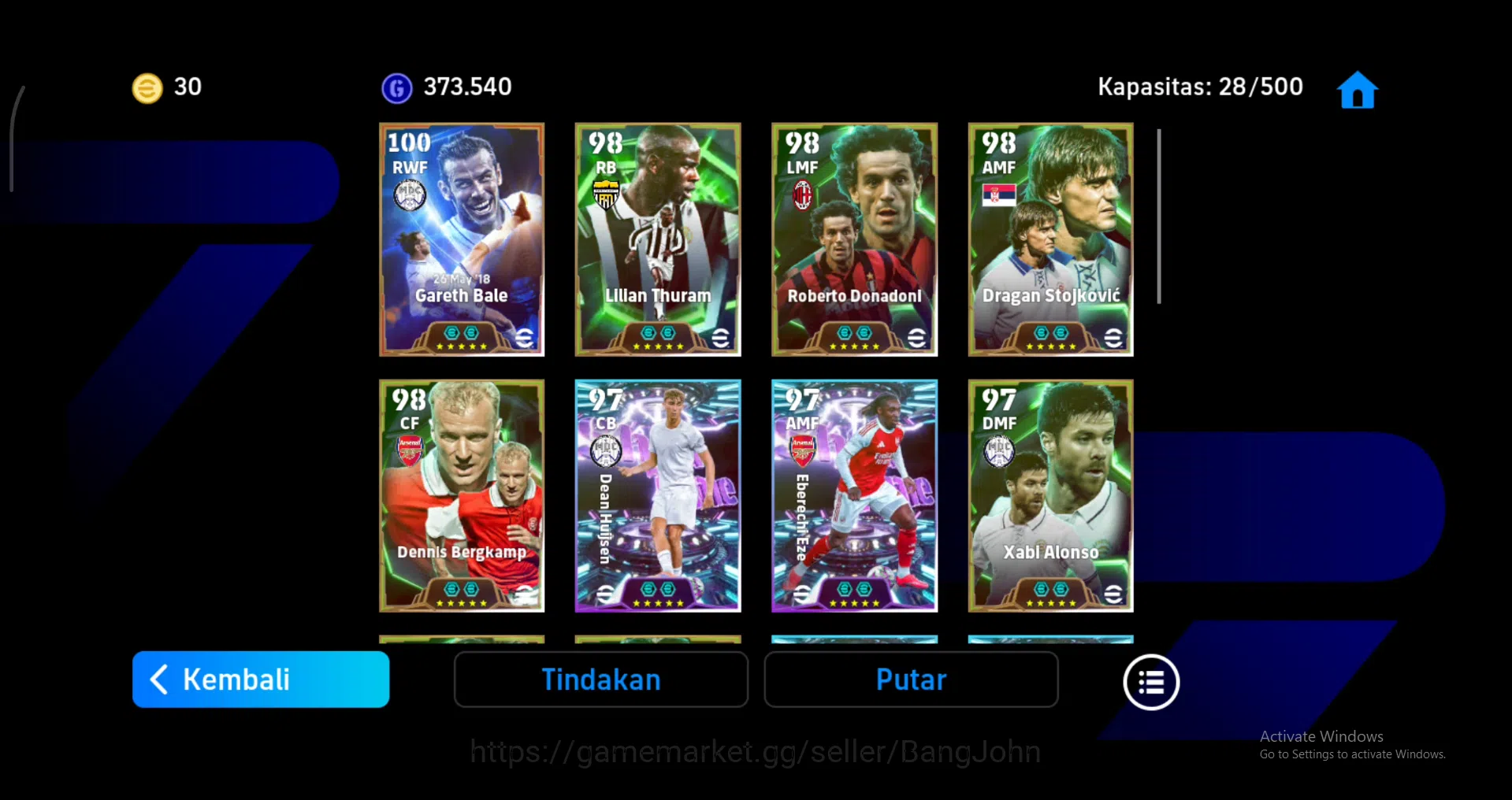 eFootball Accounts power 3186 | gareth bale biru, lilian thuram epic  image 4