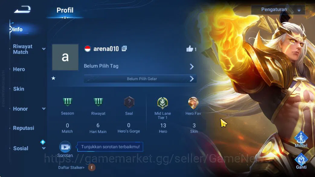 Honor of Kings Accounts Hero 13 Skin 3|Fresh Starter| (Consort Yu Legend) image 2