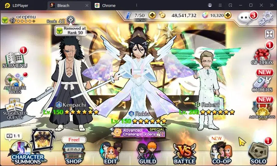 Bleach: Brave Souls Accounts Starter Global |48M BP+10K Orb|Fresh Story|Rukia 10th,Kenpachi 9th,Robert TYBW24,Rangiku 1