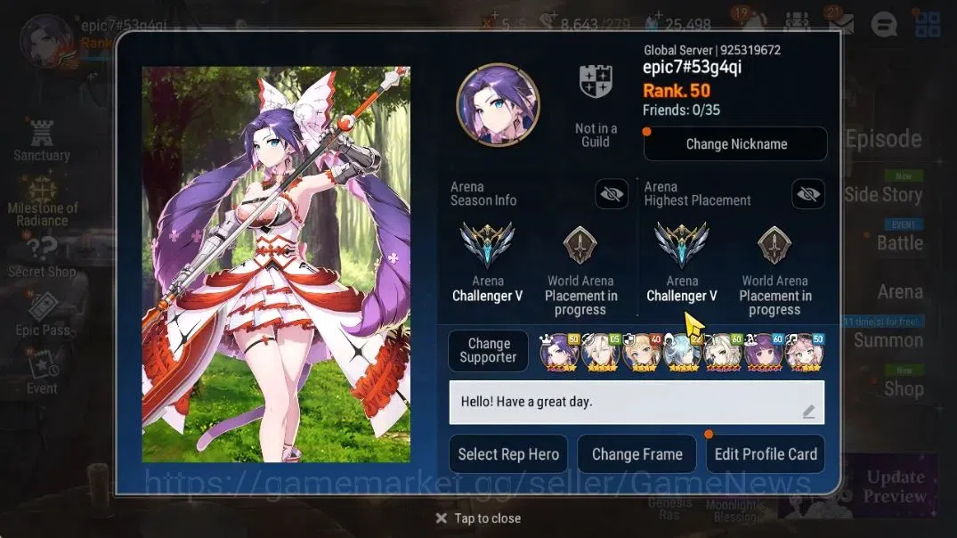 Epic Seven Accounts GLOBAL UNVERIF|7 ML(B Arunka,Ro Light,SE Celine,C  image 3