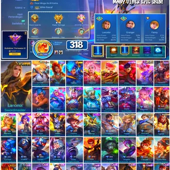 Mobile Legends: Bang Bang Accounts #4391 318 Skins | Karina Leona (KOF) | Khufra Cursed Scroll (EPIC) | Lancelot Swordmaster