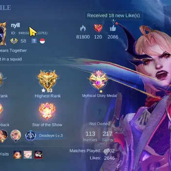 Mobile Legends: Bang Bang Accounts Collector Hero 113|Skin 217|Ex Glory 93|Miya Legend|Soul Vessels (Cecillion,Clint),Floryn