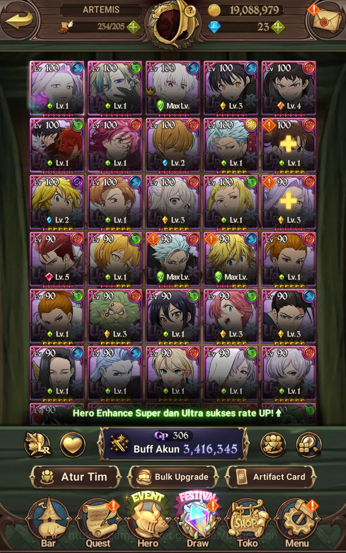The Seven Deadly Sins: Grand Cross Accounts ASIA | 3.4M CC|1LR Ludociel|UR Salos,Merlin&Esca,O image 9