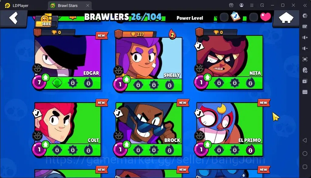 Brawl Stars Accounts Global |Trophy 1886| Brawler 2 Max with Supercharge |Skins 1 Mythic,4 Epic|Bling 7724|Protect Off|Check 18