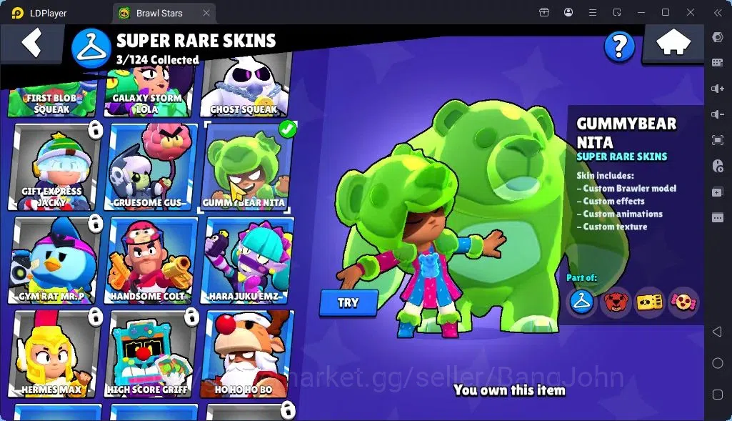 Brawl Stars Accounts Global |Trophy 1886| Brawler 2 Max with Supercharge |Skins 1 Mythic,4 Epic|Bling 7724|Protect Off|Check 7