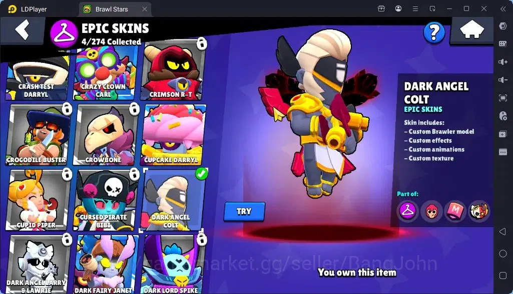 Brawl Stars Accounts Global |Trophy 1886| Brawler 2 Max with Supercharge |Skins 1 Mythic,4 Epic|Bling 7724|Protect Off|Check 9