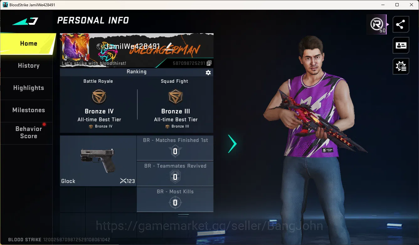 Blood Strike Accounts Others ASIA |1 Eternal Gun: Scar - Dominator|Ultra Melee The Iron|2 Legendary Gun|1 Epic Name-Changing 1