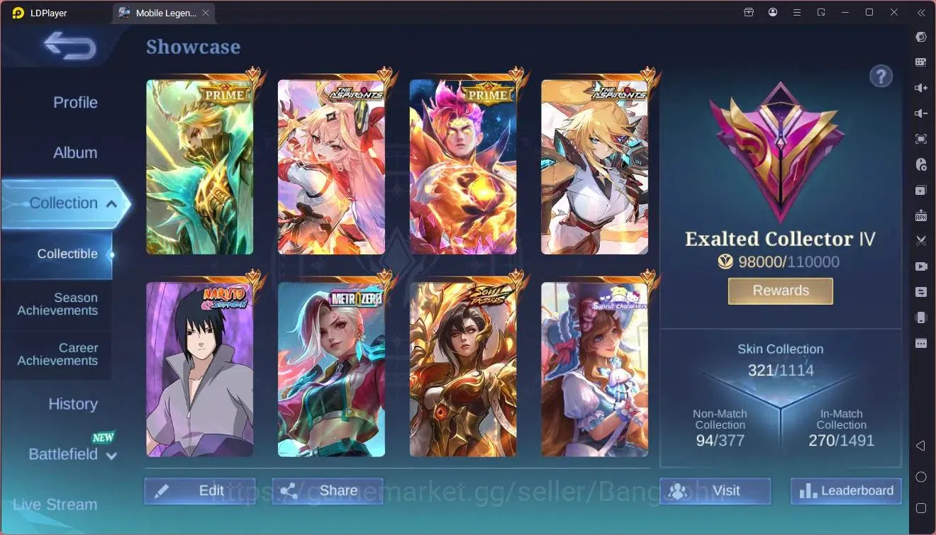 Mobile Legends: Bang Bang Accounts Global|Hero130|Skin 321|Exalted|Prime Granger,Clau image 2