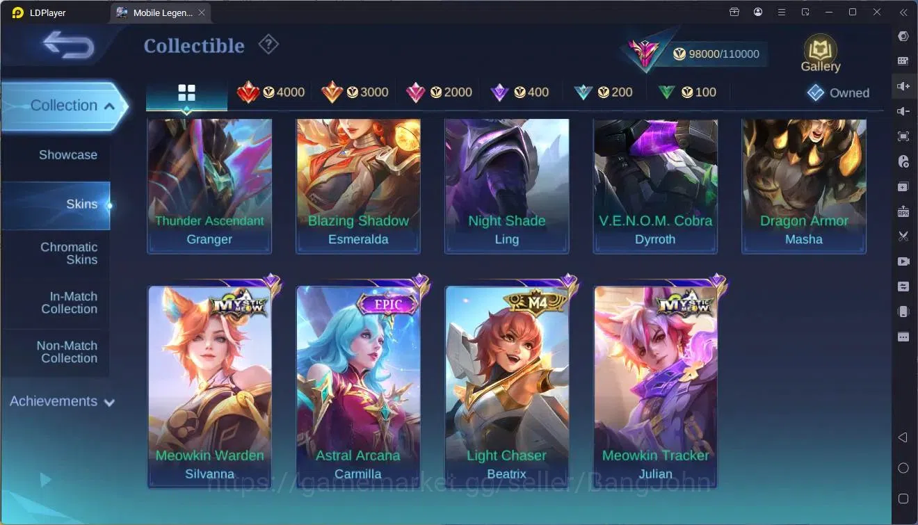 Mobile Legends: Bang Bang Accounts Global|Hero130|Skin 321|Exalted|Prime Granger,Clau image 20