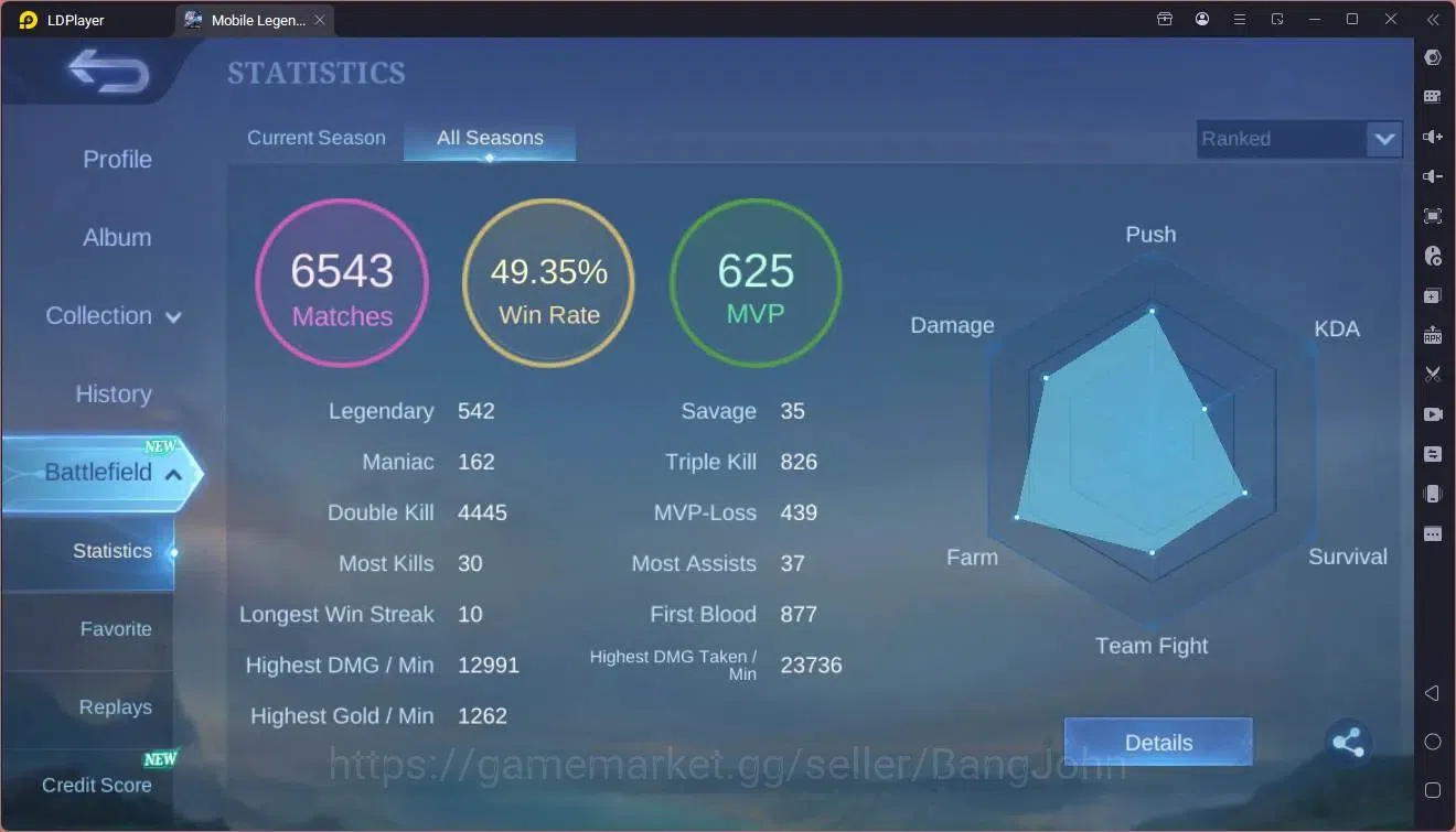 Mobile Legends: Bang Bang Accounts Global|Hero130|Skin 321|Exalted|Prime Granger,Clau image 3