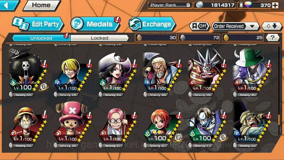 One Piece Bounty Rush Accounts High-End Global|6EX|5Elder Nusjuro,WI Law,TSCA Kaido,4Emperor Teach,Flame Emperor Sabo,BP 11