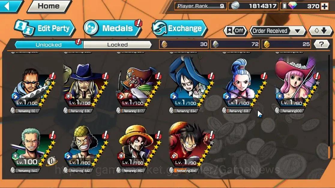 One Piece Bounty Rush Accounts High-End Global|6EX|5Elder Nusjuro,WI Law,TSCA Kaido,4Emperor Teach,Flame Emperor Sabo,BP 12