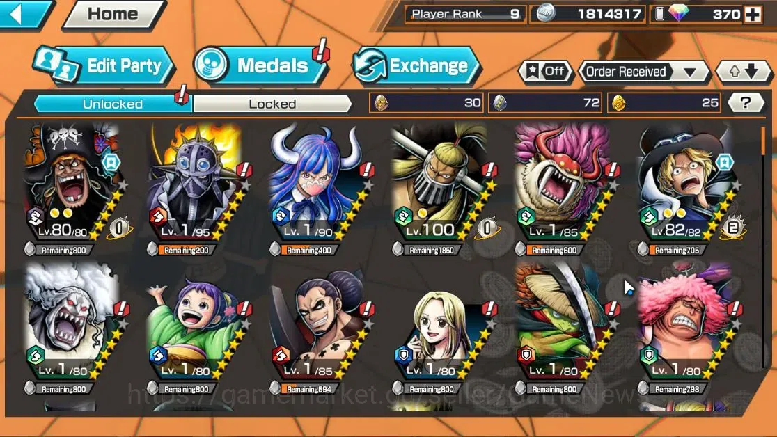 One Piece Bounty Rush Accounts High-End Global|6EX|5Elder Nusjuro,WI Law,TSCA Kaido,4Emperor Teach,Flame Emperor Sabo,BP 4