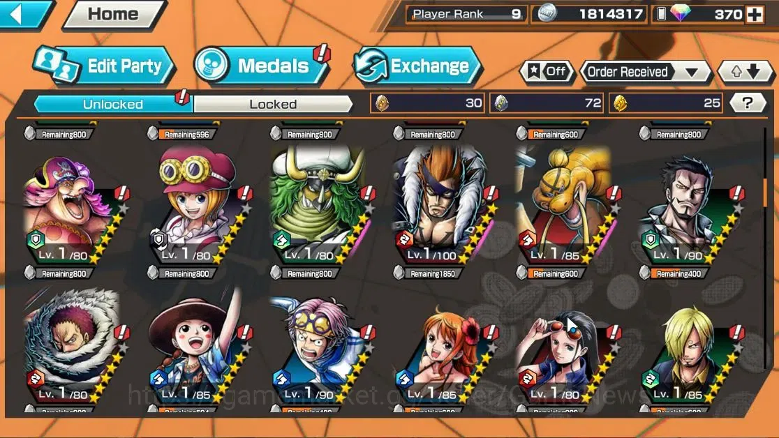 One Piece Bounty Rush Accounts High-End Global|6EX|5Elder Nusjuro,WI Law,TSCA Kaido,4Emperor Teach,Flame Emperor Sabo,BP 6