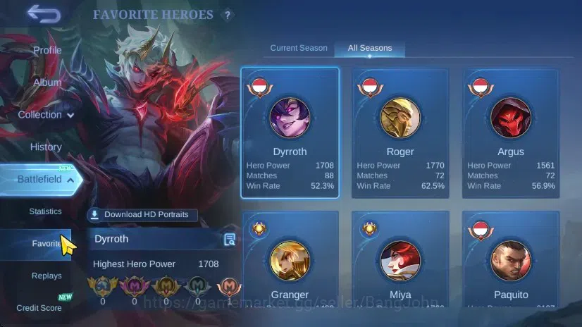 Mobile Legends: Bang Bang Accounts GLOBAL Hero 60 Skin 71 | Prime Roger Granger YZ Be image 10