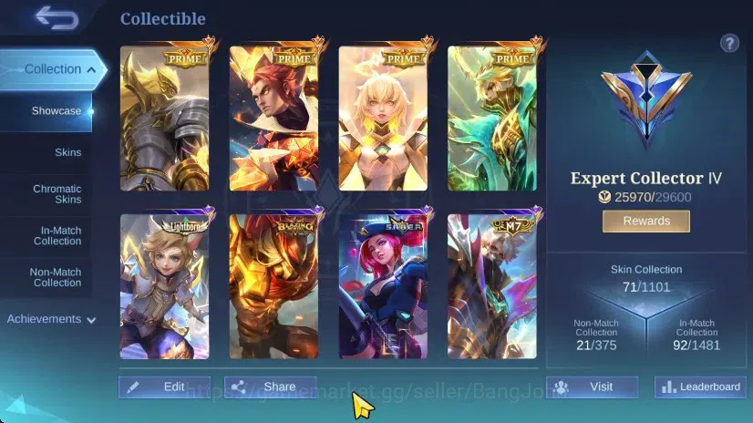 Mobile Legends: Bang Bang Accounts GLOBAL Hero 60 Skin 71 | Prime Roger Granger YZ Be image 9