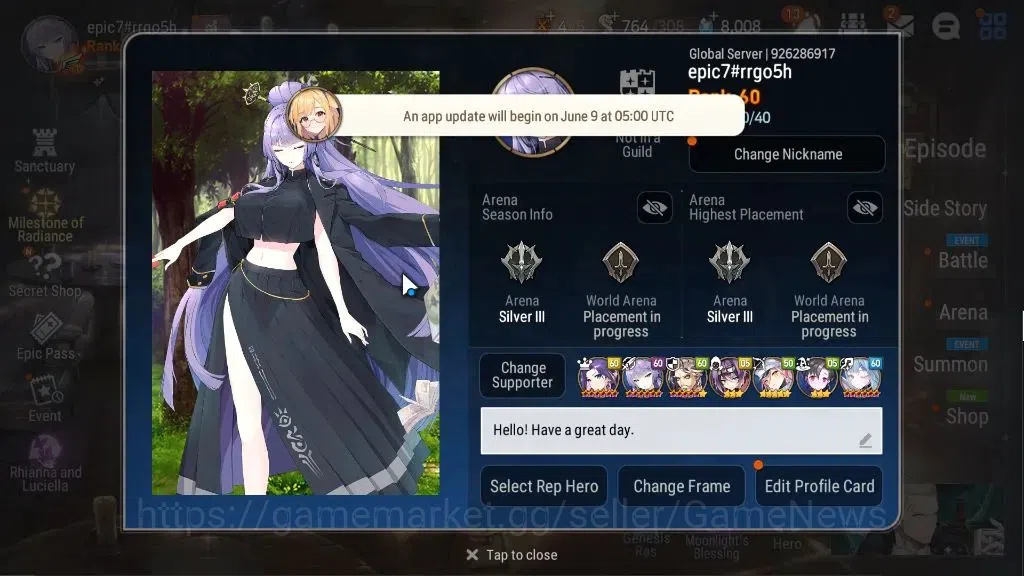 Epic Seven Accounts GLOBAL Unverif|7 ML(School Nurse Yulha,NM Luna,DP image 2