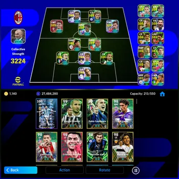eFootball Accounts Meta Player EFB MOBILE [TS 3224] 1.1K COINS WITH EPIC VIERA,SHOWTIME KANE,OBLAK