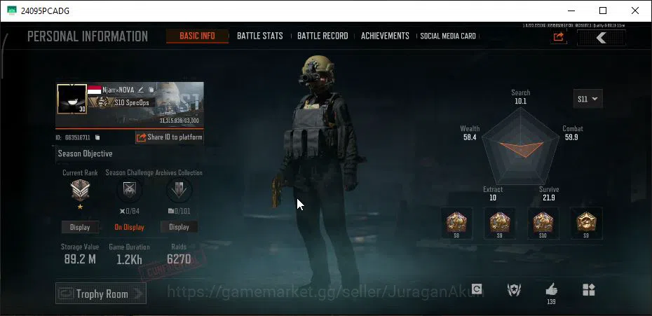 Arena Breakout Accounts Mid-Tier [MOBILE] Lv30|SV 89M|CV 54M|Machete Battle,Shovel Sapper|Many Weapons Skin|Gear Skin|CN 2