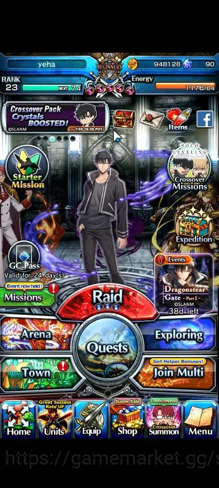 Grand Summoners Accounts Global|Rank 23|90 cc|3 Ascend+1 TW|Sung Jinwoo + T image 1