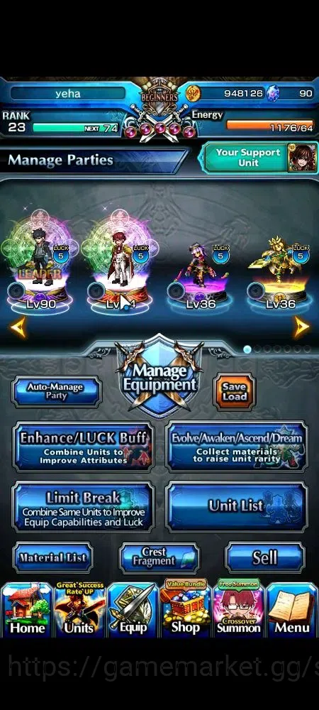 Grand Summoners Accounts Global|Rank 23|90 cc|3 Ascend+1 TW|Sung Jinwoo + T image 3