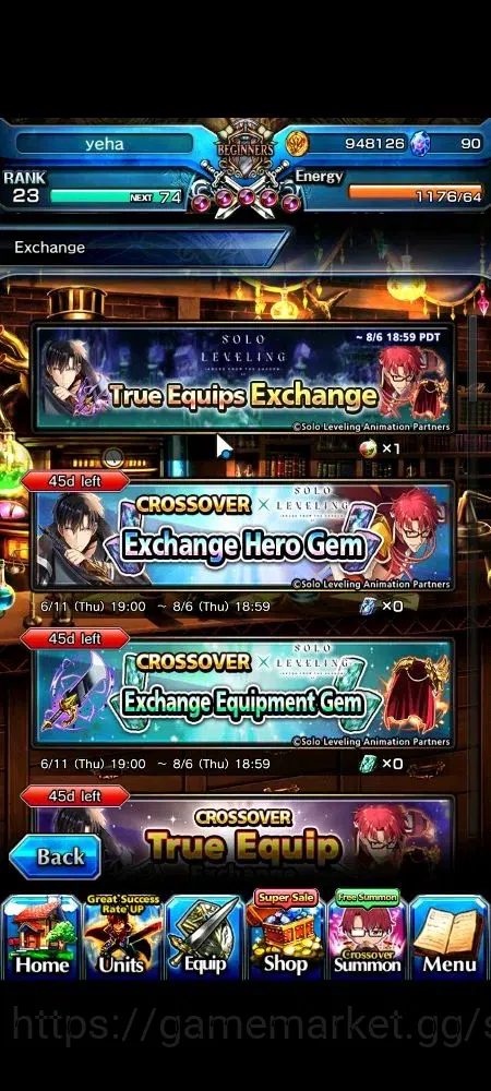 Grand Summoners Accounts Global|Rank 23|90 cc|3 Ascend+1 TW|Sung Jinwoo + T image 8