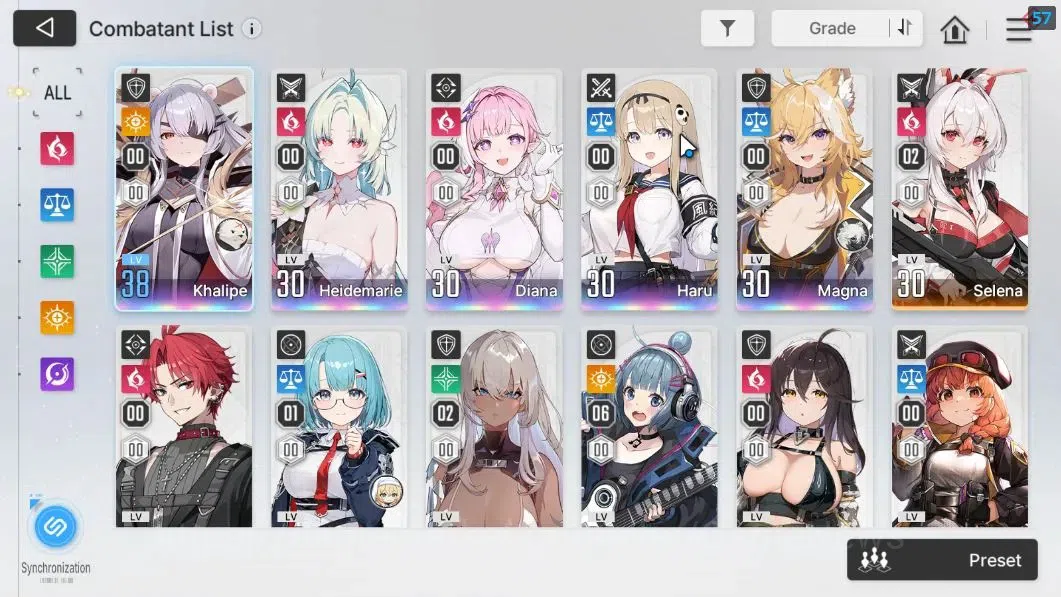 Chaos Zero Nightmare Accounts GLOBAL Lv36|5 SSR[Heidemarie,Diana,Khalipe,Haru,Magna]+10 SR [SelenaM2,NiaM6,MikaM1,Etc]+8 SR 3