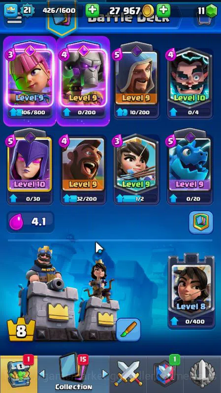 Clash Royale Accounts Lvl 21|Trophy 3999|KTL 8|Limited Skin|Card 65|2 Ev image 11