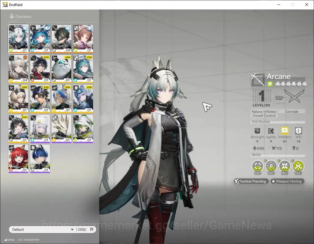 Arknights: Endfield Accounts ASIA|lvl 2|3 SSR 1 Limited + 4(*6 Weapon)|(Arcane) + Last Rite,Ardelia|Male MC|Log 1