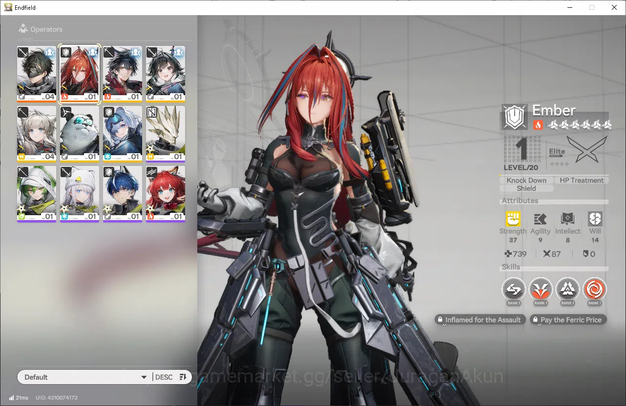 Arknights: Endfield Accounts Asia|Day 2 Login| 1 Meta SSR Ember + 5SR Operators + 1SSR Weapons|Male MC|GrypLink|Take