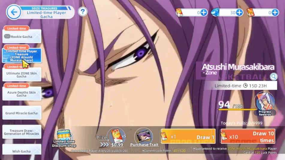 Kuroko's Basketball Street Rivals Accounts SEA SV 40|Lv21|Zone AtshushiAWK2,Taiga Kagami,Tetsuya 7
