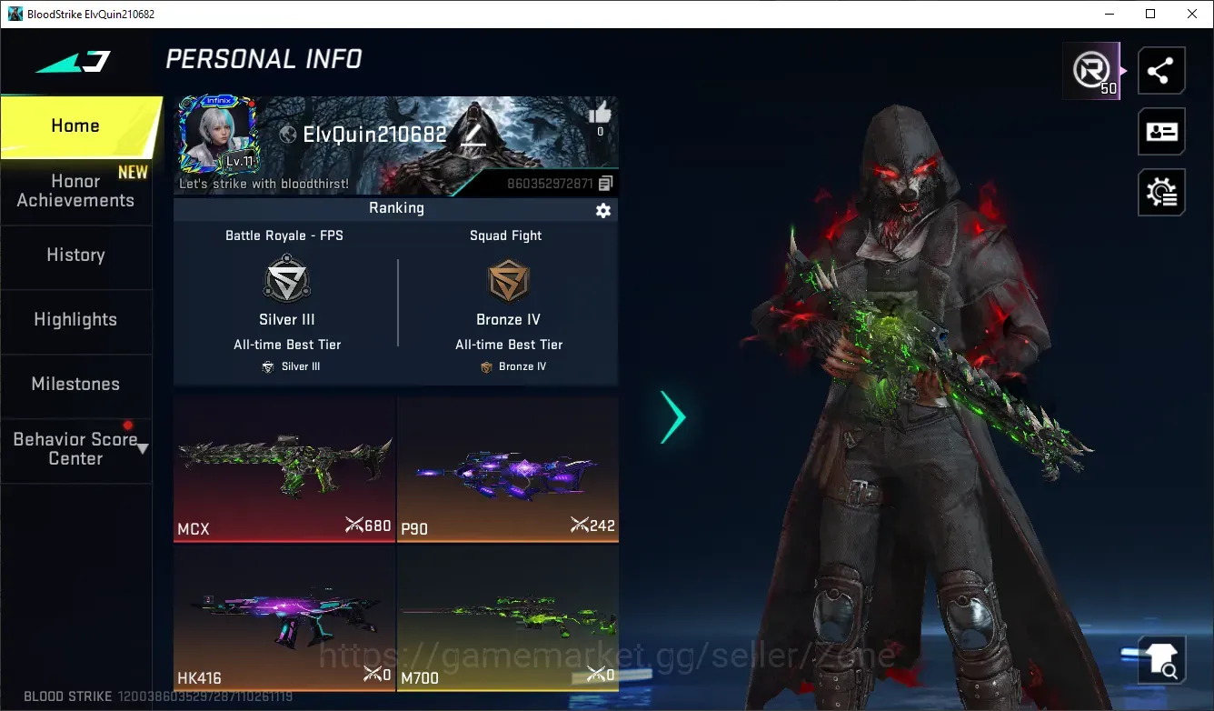Blood Strike Accounts High-End ASIA|ETERNAL MCX-Noxdra Lv2|2 ULTRA Guns|2 ULTRA Strikers|2 LEGENDARY Guns|Ultra 1