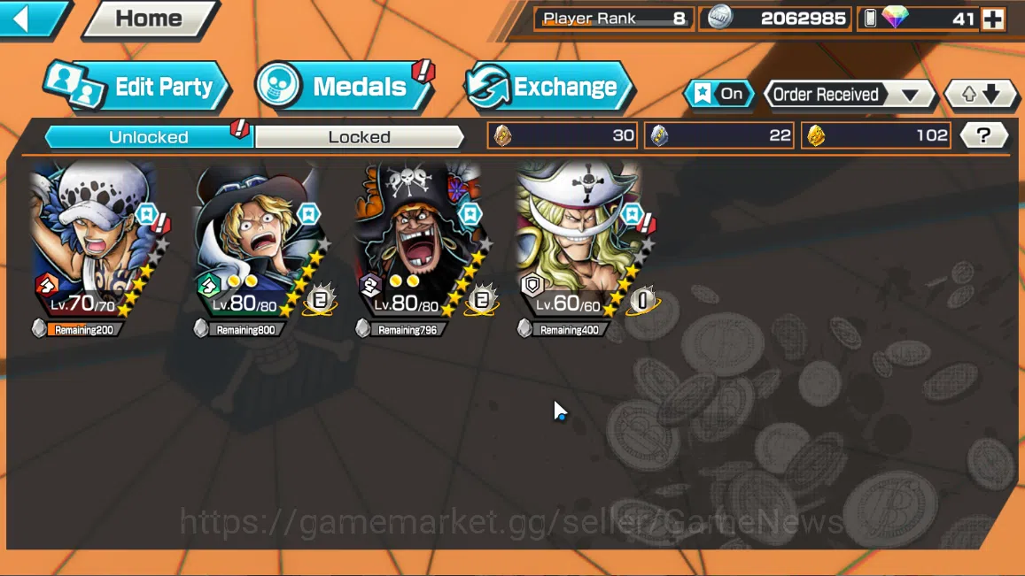 One Piece Bounty Rush Accounts Global|4EX|Winner Island Law,Flame Emperor Sabo,4  image 16