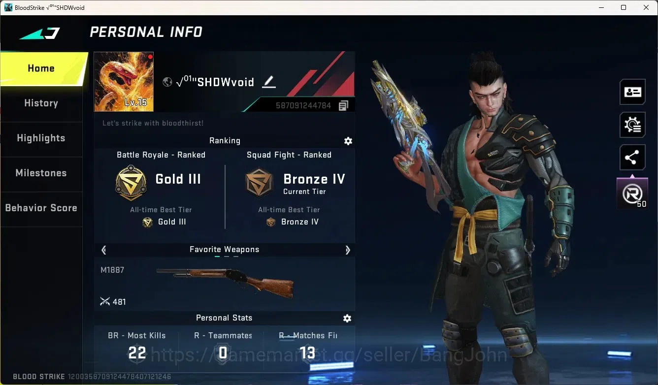 Blood Strike Accounts Rare Skin ASIA |1 Eternal Gun: Bizon - Seraph | 2 Legendary Gun | Check SS BS2051B 1