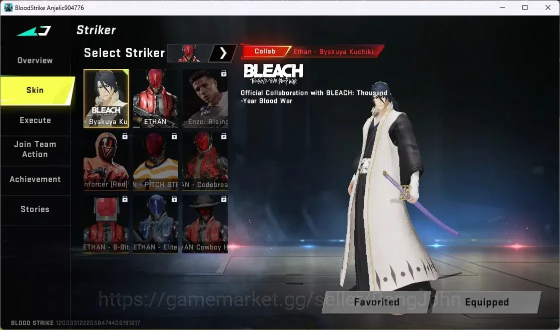 Blood Strike Accounts ASIA | BLEACH Striker Byakuya Kuchiki | ULTRA Mele image 5