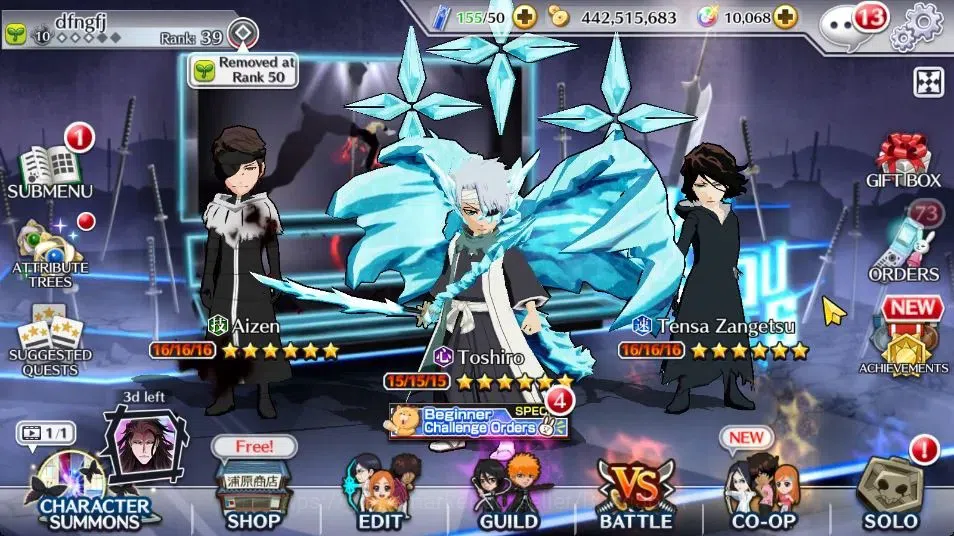 Bleach: Brave Souls Accounts Starter Global |68K BP+10K Orb |Fresh Story |Toshiro TYBW24|Tensa Zangetsu|Aizen TYBW The 1