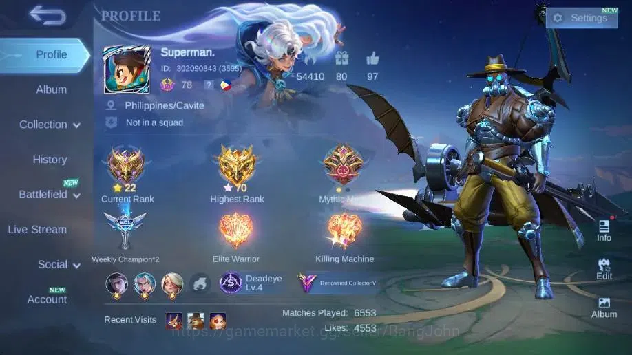Mobile Legends: Bang Bang Accounts Global|Hero 132|Skin 215|Renowned|KOF Karina|CC Na image 1