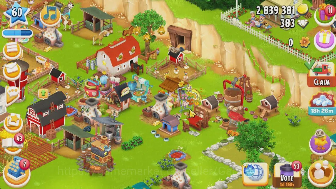 Hay Day Accounts Level 60 | Barn Storage 4000 + Silo Storage 1000 | image 3